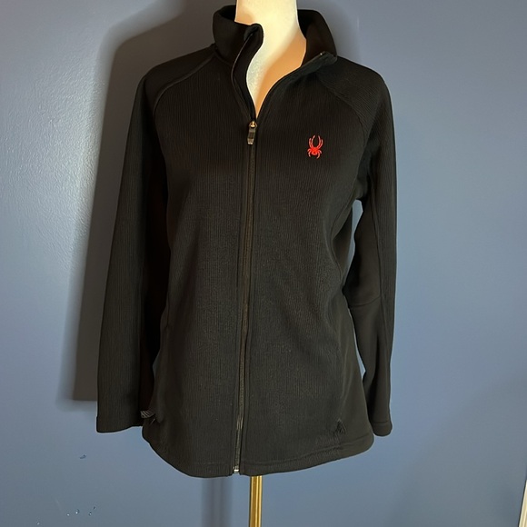 Spyder KIDS XL CORE Sweater/Jacket, XL BOYS, waffle knit and velour. Black w red - Picture 11 of 11